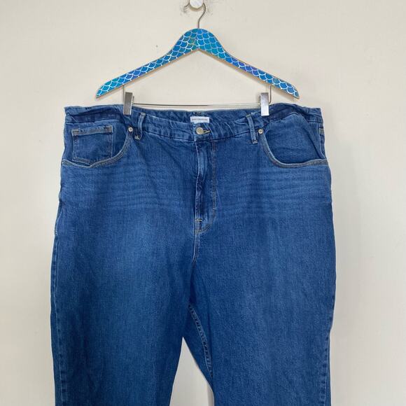 GOOD AMERICAN Good Icon Indigo Wash Crop Straight Leg Jeans Plus Size 24 - Picture 3 of 9